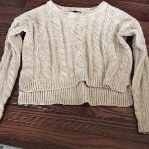 Tan cropped knit sweater